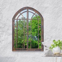 MirrorOutlet Kirkby Metal Arch shaped Window opening Garden Mirror - Bronze - image 1