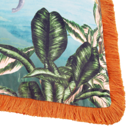 Odisha Scene Printed Velvet Cushion Cover - Multicolour - thumbnail 3