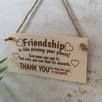 Wooden Friendship Plaque Sign - Light Brown
