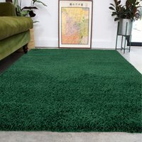 Super Soft Dark Shaggy Living Area Rug - Forest Green / 330 x 240cm - image 1