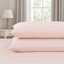 Waffle Stripe Duvet Cover Set Soft Polycotton Blend - Dusty Pink - Dusty Pink / 135cm - thumbnail 3