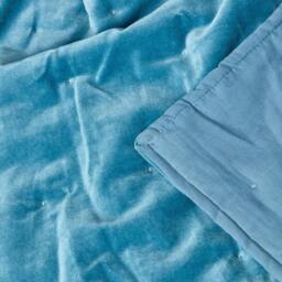 Homescapes Velvet Quilted Throw with Stitch - Slate Blue / 150cm - thumbnail 2