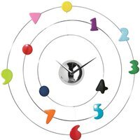 Romero 45cm Dia Multi Coloured Numbers Chrome Wall Clock - Multicolour