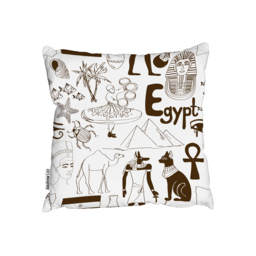 Hand Drawn Sketch Egypt Outdoor Cushion - White / 60cm - thumbnail 2