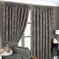 Winchester Jacquard Room Darkening Pencil Pleat Curtain Pair - Mocha