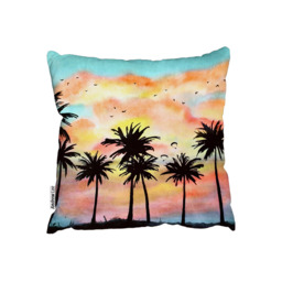 Palm Trees At Sunset Outdoor Cushion - Orange / 60cm - thumbnail 2
