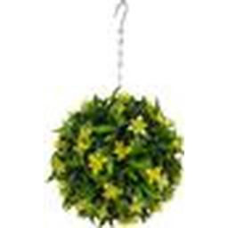 Best Artificial 23cm Yellow Lily Hanging Basket Flower Topiary Ball - Yellow - thumbnail 2