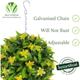 Best Artificial 23cm Yellow Lily Hanging Basket Flower Topiary Ball - Yellow - thumbnail 4
