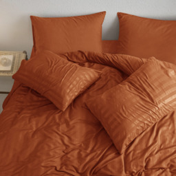 Satin Stripe Duvet Covers - Rust / King - thumbnail 2