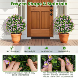 2 Pack Artificial Boxwood Topiary Ball Tree - Green & Purple - thumbnail 5