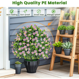 2 Pack Artificial Boxwood Topiary Ball Tree - Green & Purple - thumbnail 4