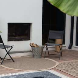 Nature Collection Checkered Circle Outdoor Rug - Dark Grey - thumbnail 5