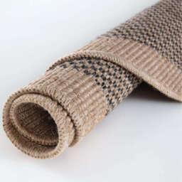 Nature Collection Checkered Circle Outdoor Rug - Dark Grey - thumbnail 4