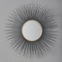 Starburst Sun Round Wall Mirror - Black and gold - image 1