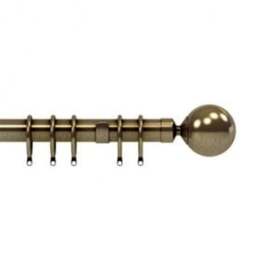 28mm Nikola Antique Brass Ball End Metal Curtain Pole Set - Antique Brass / 300cm - thumbnail 2