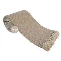 Herringbone Cotton Throw  - Beige