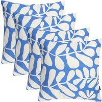 4 Pack Cushion 43x43 Kyoto Fabric - Abstract Leaf Blue