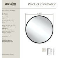 Round Mirror Fiona, Aluminium Frame, Wall Mounted, Minimalist - Black / 60cm