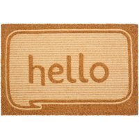 Filta Hello Embossed Coir Doormat - Brown