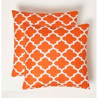 Orange Geometric Outdoor Cushion 45 x 45 cm, Set of 2 - Orange - image 1