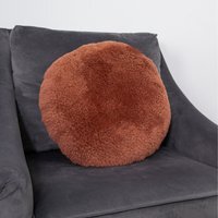 Short Pile Sheepskin Cushion - Coral / Round Cushion - thumbnail 1