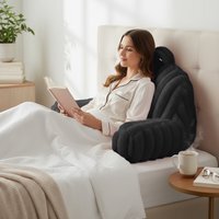 Plush Supersoft Jumbo Cord Ribbed Back Supporting Cushion - Black - image 1
