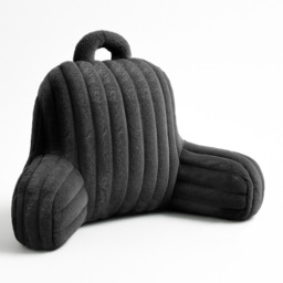 Plush Supersoft Jumbo Cord Ribbed Back Supporting Cushion - Black - thumbnail 2
