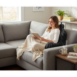 Plush Supersoft Jumbo Cord Ribbed Back Supporting Cushion - Black - thumbnail 5