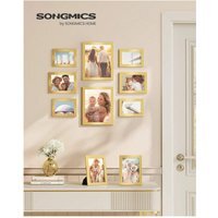 SONGMICS Picture Frame Set of 10, MDF, Wall Decor - Gold / 28.4cm