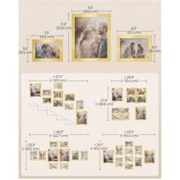 SONGMICS Picture Frame Set of 10, MDF, Wall Decor - Gold / 28.4cm - thumbnail 4