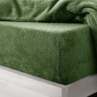 Teddy Olive Soft Cosy Thermal Fleece Fitted Sheet - Olive / Superking - image 1