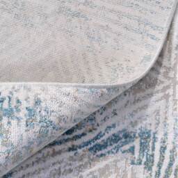 Distressed Abstract Geo Motif Living Area Rug - Blue / 110 x 60cm - thumbnail 5