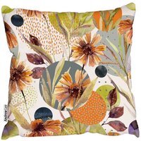 Autumn Flowers And Leaves Cushion - Orange / 45cm