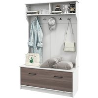 Hall Tree with Coat Rack - White