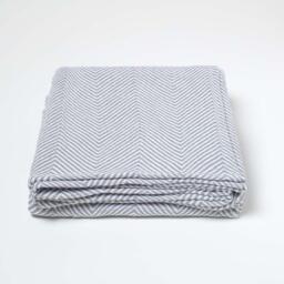 Cotton Halden Chevron Throw - Grey / 255cm - thumbnail 4