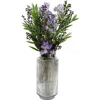 Artificial Purple Starflower Display Glass Vase - Purple Starflower Glass Vase