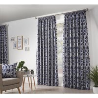 Scandi Pencil Pleat Taped Top Curtains - Blue/Grey/Silver / 117cm / 228cm