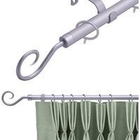 16-19 mm Extendable Metal Curtain Pole Rods Voile Easy Fitting - Satin Steel / 120 - 210 cm - image 1