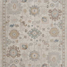 Maia Low Pile Washable Non Slip Traditional Floral Area Rug Living Room Hallway - Beige / 220cm - thumbnail 5