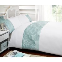 Sienna Diamante Polyester Duvet Set With Pillowcase - Duck Egg