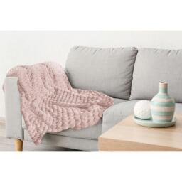 Lush Faux Rabbit Fur Throw - Blush / 152cm - thumbnail 4