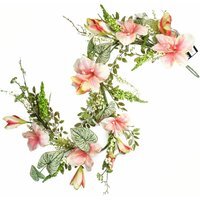 Leaf Artificial Hanging Pink Lily Plant Realistic Garland Trailing - Pink