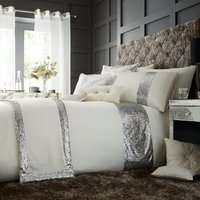 Luxury Glamorous Duvet Cover and Pillowcase Set - Cream / Double - image 1