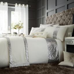 Luxury Glamorous Duvet Cover and Pillowcase Set - Cream / Double - thumbnail 2