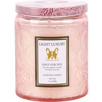 Soy Wax Scented Candle with Embossing Glass Cup - Pink