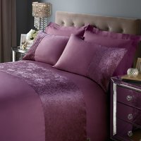 Band Crushed Velvet Duvet Cover Sets - Plum / 2x pillowcase / Superking