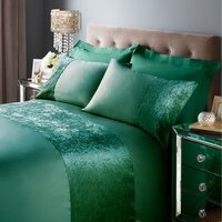 Band Crushed Velvet Duvet Cover Sets - Emerald Green / 2x pillowcase / King
