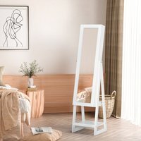 HOMCOM Jewellery Cabinet LED Mirror with Shelves - White - thumbnail 1