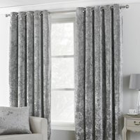 Verona Crushed Velvet Eyelet Curtains - Silver / 137cm - image 1
