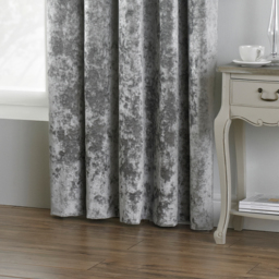 Verona Crushed Velvet Eyelet Curtains - Silver / 137cm - thumbnail 2